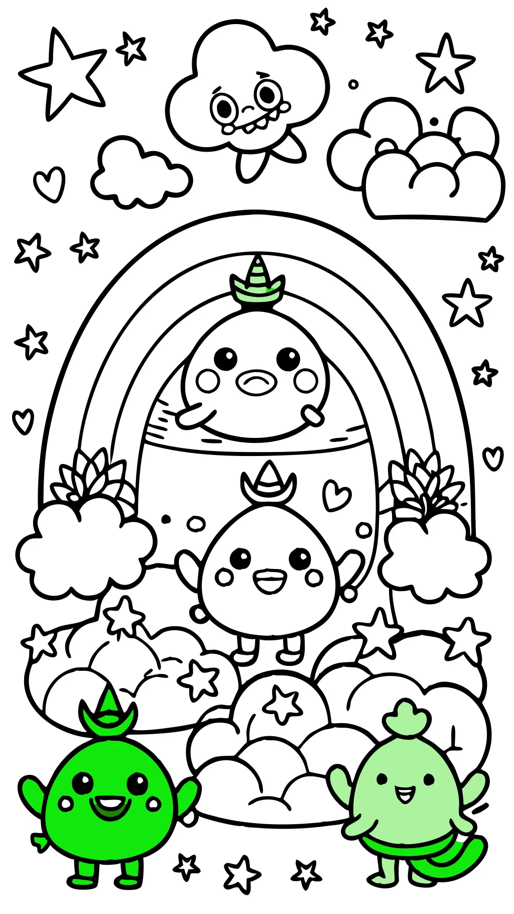 green rainbow friends coloring pages